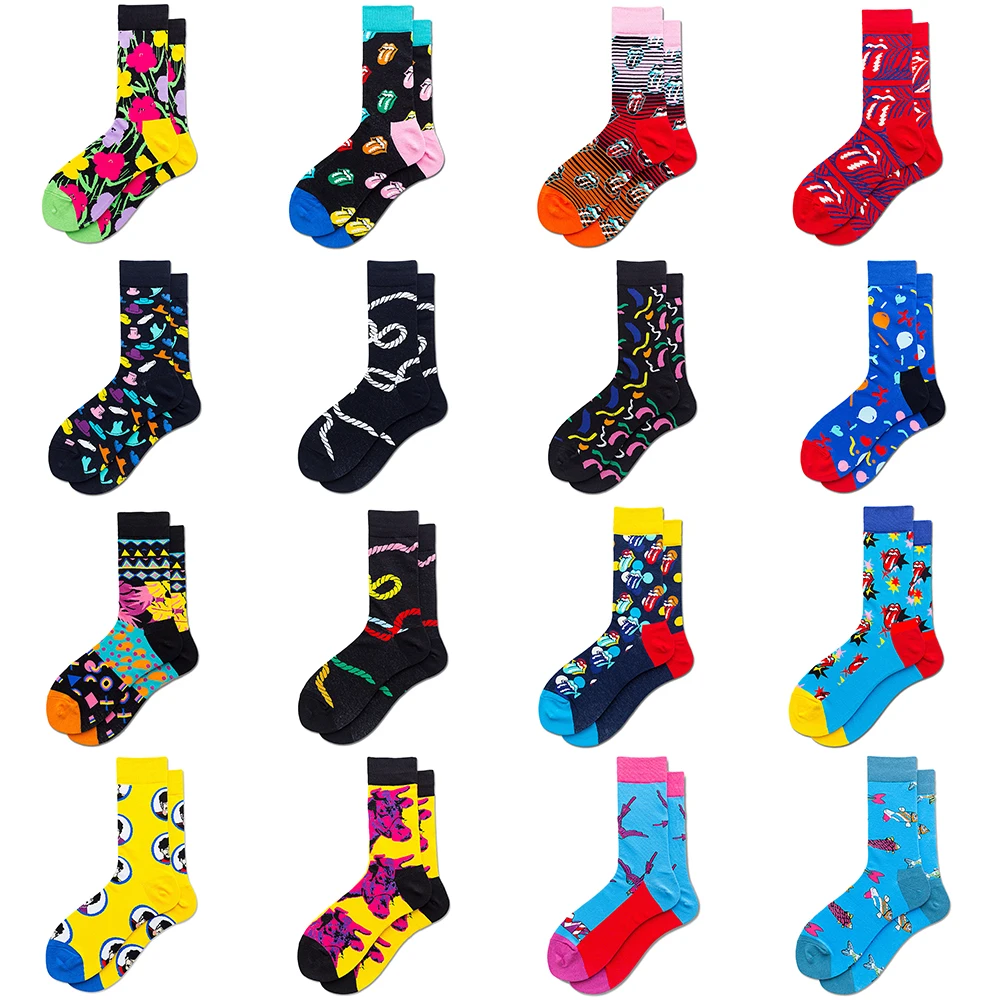 

Funny Mens Socks Hip Hop Harajuku Kawaii Cartoon Cotton Socks Fruit Animal Beer Food Happy Casual Socks Gifts for Women