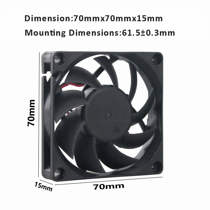 Imagem -02 - Gdstime-ventilador Cooler 100 Peças Ventilador para Resfriamento de Fluxo Axial Industrial sem Escovas 7015s 5v 70 mm 70x70x15 mm