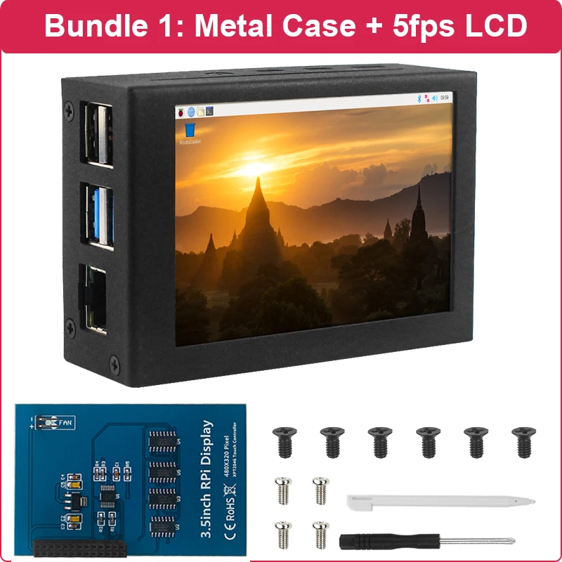 3.5 Inch Raspberry Pi 4 Display 5 50 Fps 480X320 Pixels Touchscreen Monitor Metal Case Aluminium Shell voor Raspberry Pi Model B