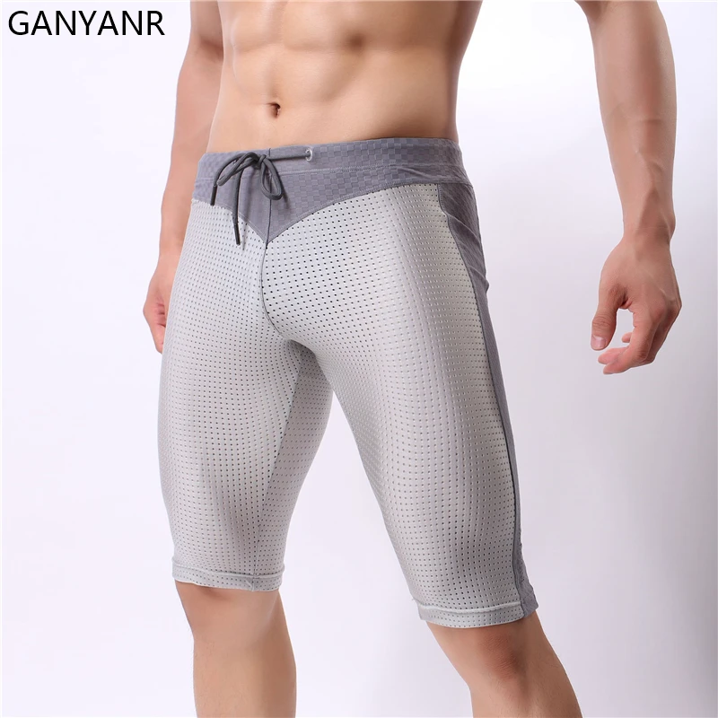 GANYANR Men Running Tights Compression Shorts Leggings Sportswear Gym Fitness Sport Basketball Yoga Training Athletic Jogging