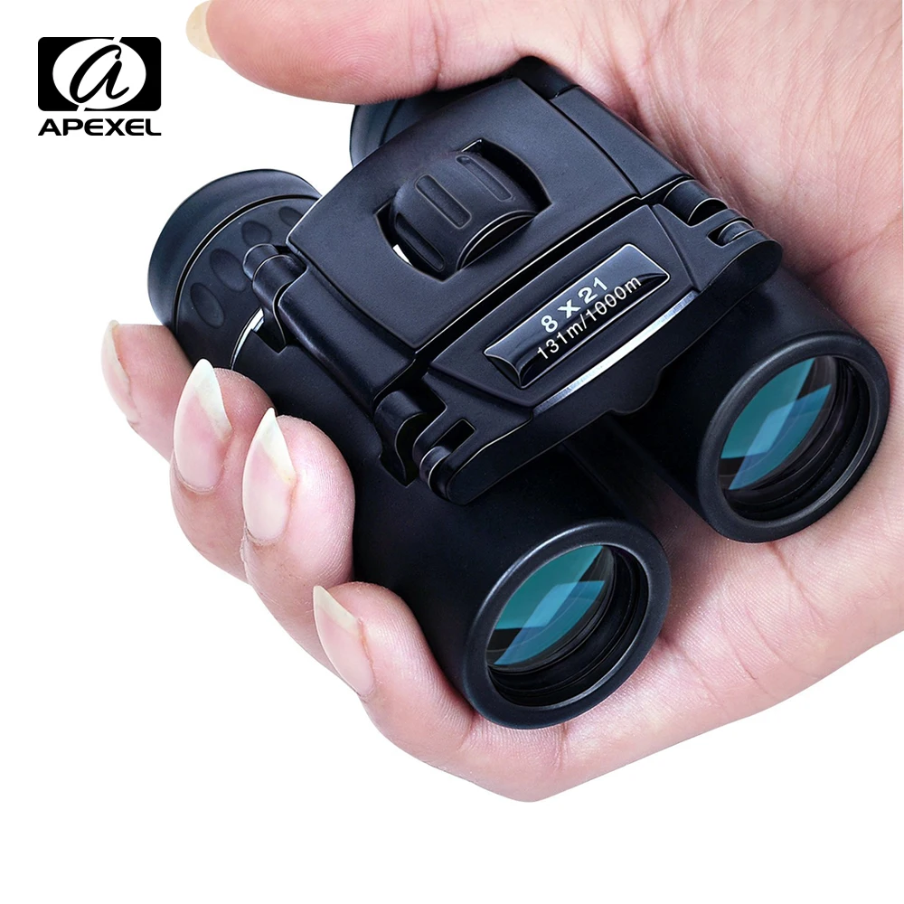 APEXEL 8x21 Compact Zoom Binoculars Long Range Folding HD Powerful Mini Telescope BAK4 FMC Optics Hunting Sports Kids Telescope