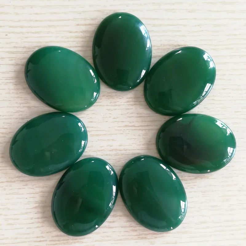 Fashion 30x40mm Natural Oval stone beads charms green onyx CAB CABOCHON for jewelry making 10pcs/lot