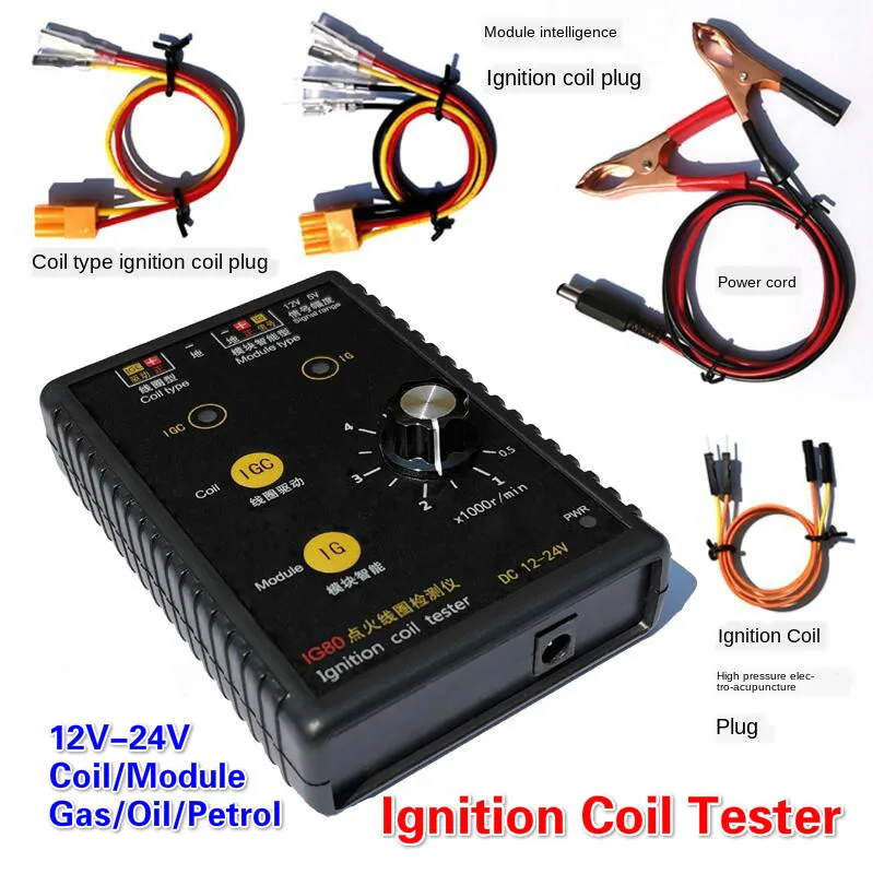 Original Automobile IG80 Ignition Coil Tester Car Gas Oil Petrol Vehicle Natural Gas 24V Gasoline 12V Coil Ignition Testing