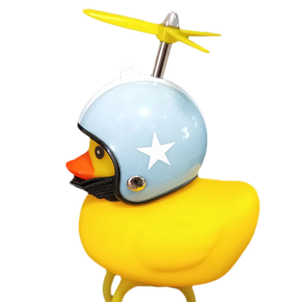 Stretchable Duck Bicycle Horn Rubber Duck With Helmet Duckling Mountain Bike Bell With Warning Light For Electric Scooters