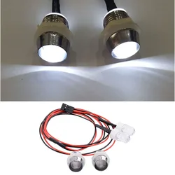 Luces de coche de control remoto, juego de faros delanteros de 3-9V para 1/5, 1/8, 1/10, 1/12, 1/16, modelo de camión de control remoto, Led - 2 blancas de 10mm