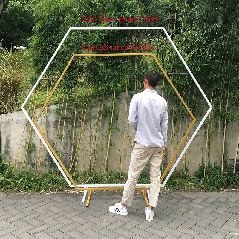 Flone Hexagon Wedding Arch Metal Hexagonal Backdrop Flower Stand Geometric Home Party Decoration