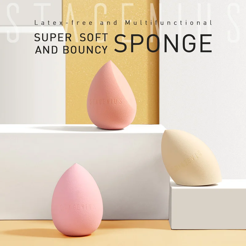 STAGENIUS Super Soft Makeup Sponge For Dry And Wet Use Water Drop Cut Head Beauty Sponges Latex Free Make Up Blender