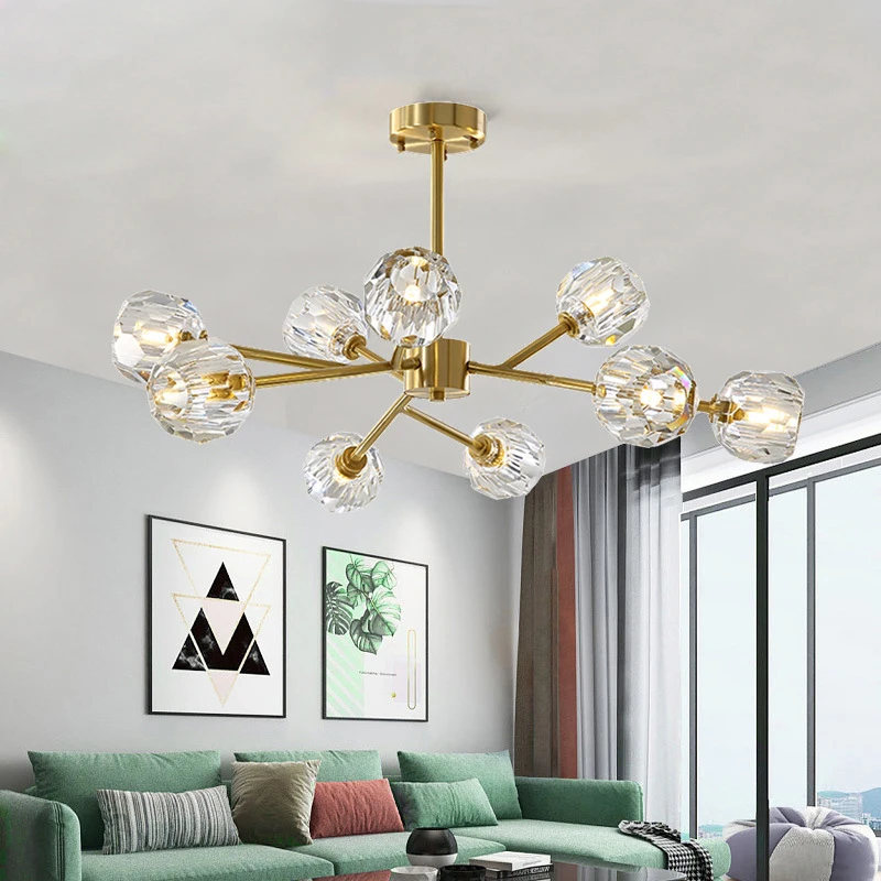 Imagem -03 - Modern Chandelier For Living Room Copper Hanging Light Iluminação Sala de Jantar Cozinha Lâmpada de Suspensão Interior Pingente