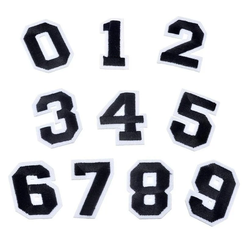 1pcs Black Numbers  0 1 2 3 4 5 6 7 8 9 Iron on Patch Embroidered Applique Sewing Clothes Stickers Garment Apparel Accessories