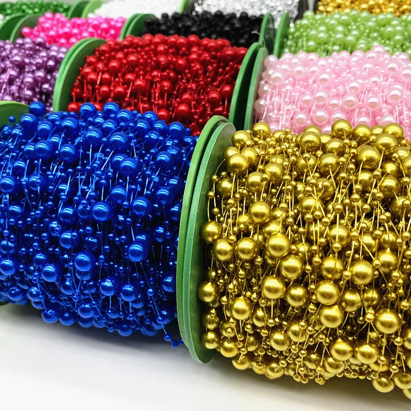 2 Yards 8+3mm Christmas Decoration Fishing Line Artificial Pearls Beads Chain Garland Flowers Wedding Party #Ro