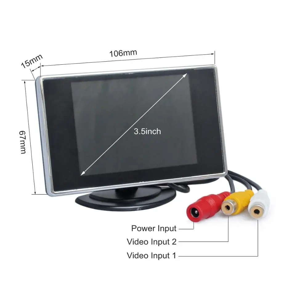 DIYSECUR 3.5 Inch Color TFT LCD Rear View Monitor Car Monitor Parking Rearview Monitor with 2CH Video Input