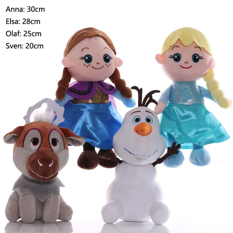 Disney 4pcs/set 20-30cm Frozen Princess Elsa Anna Snowman Olaf Sven Plush Toys Doll Soft Stuffed Toys Doll Kids Chidren Gifts