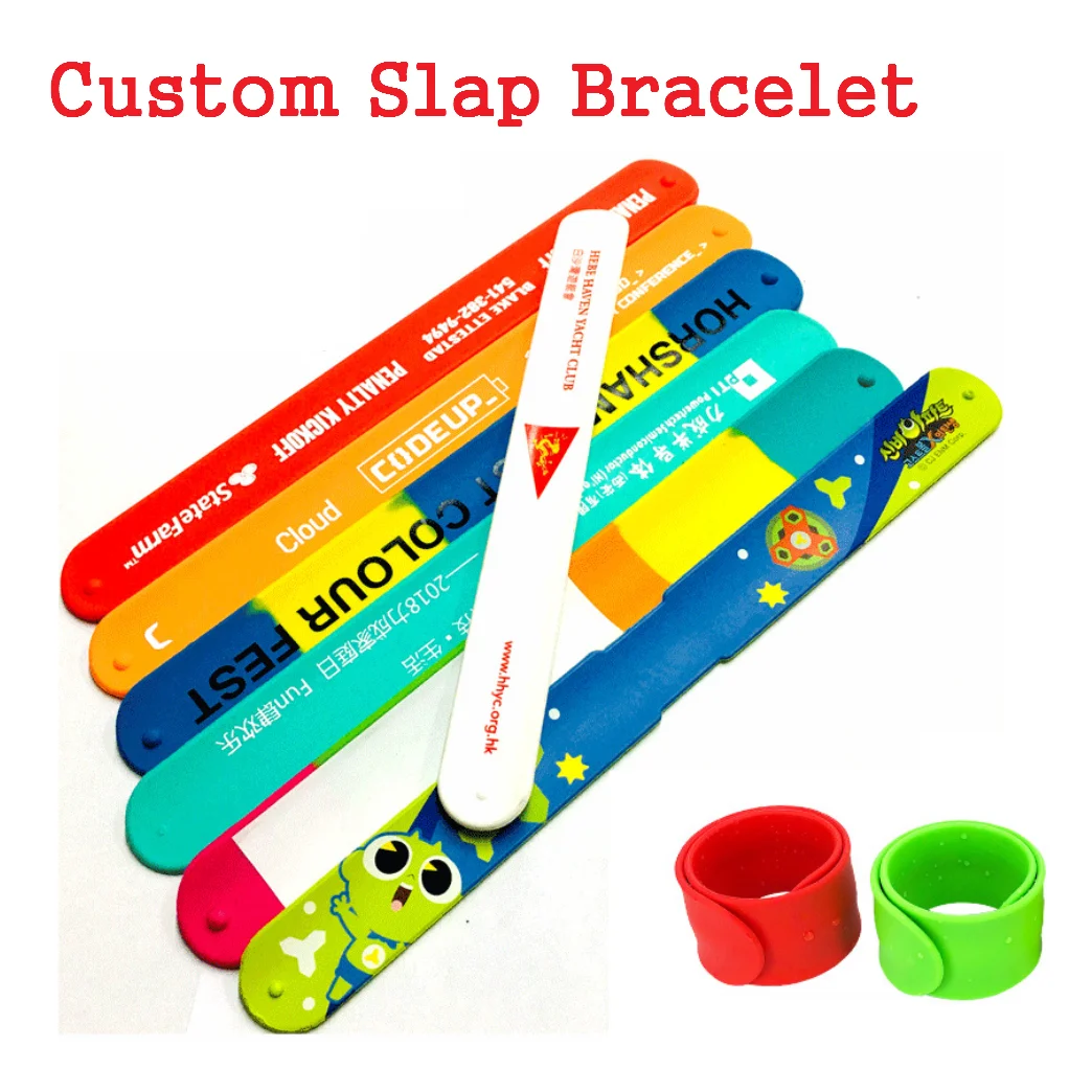 200pcs Custom Silicone Slap Bracelet Rubber Snap Ruler Band Wristband Recycled Slap Bracelets Universal for all Events