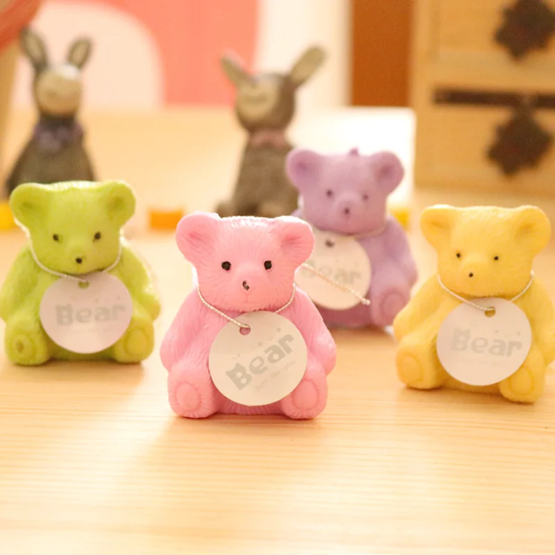 

2pc Schoolbag Bear Eraser With Pencil Sharpener Creative Novelty Kids Stationery Pencil Eraser Promotion Office School Supplies