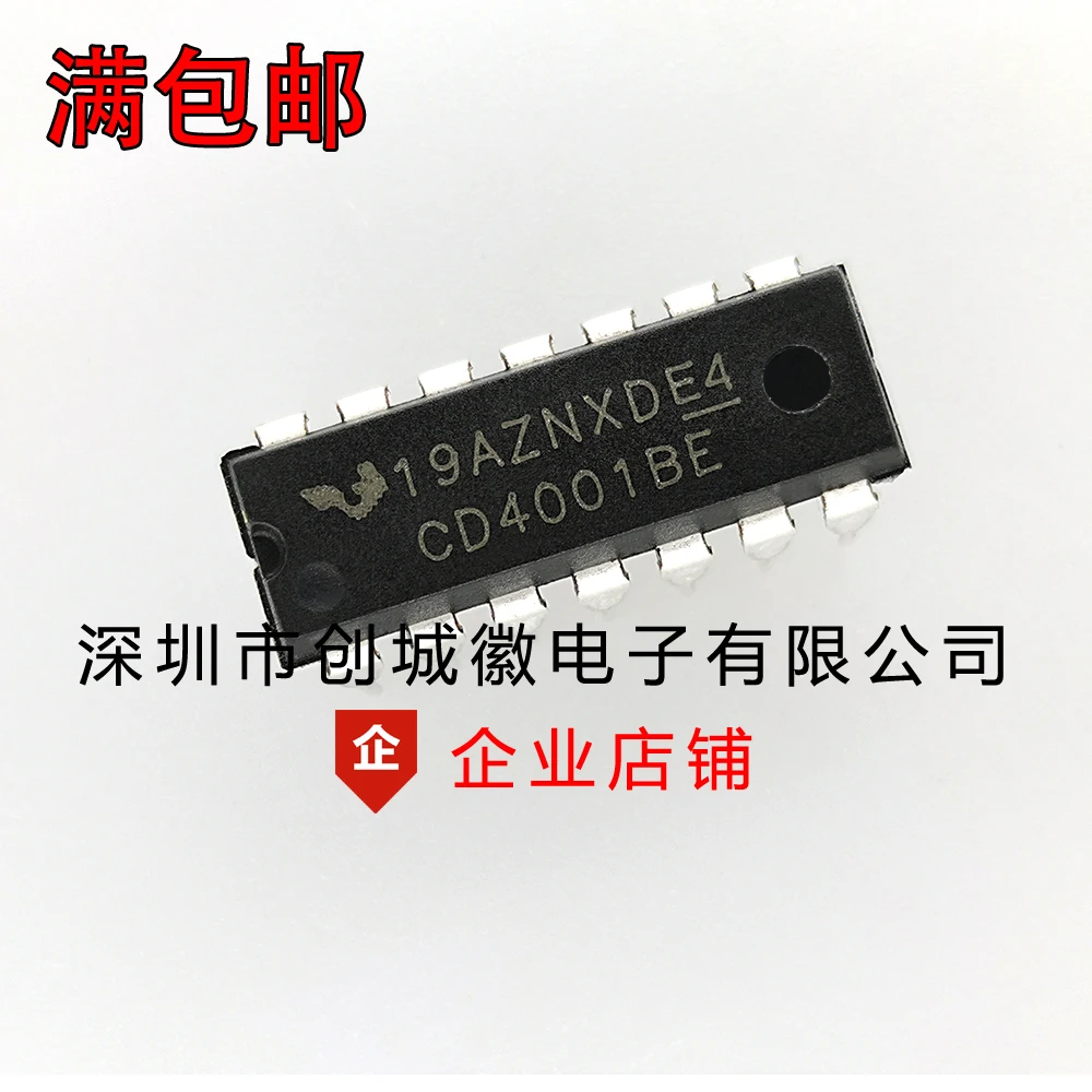 10PCS/Lot   CD4001BE CD4001 2 DIP-14 IC