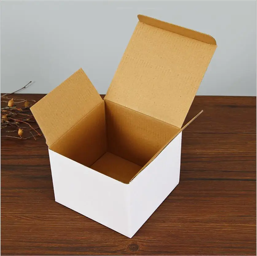 10pcs White Corrugated Paper Carton Box For Fragile Goods Sipping Packaging Small Jewelry Cups Gift Box