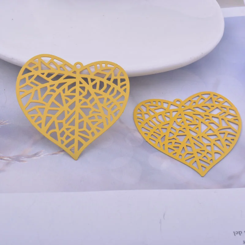 30 Stück AB4966 40*42mm Herzförmige Blattanhänger Blätter-Charms Anhänger – Detail 4