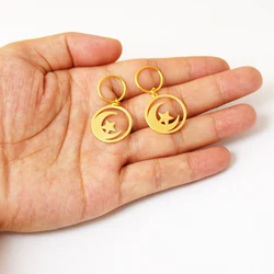 New Zealand Kiribati Earrings for Women Girls Gold Color Stainless Steel Moon And Star Jewelry Gift