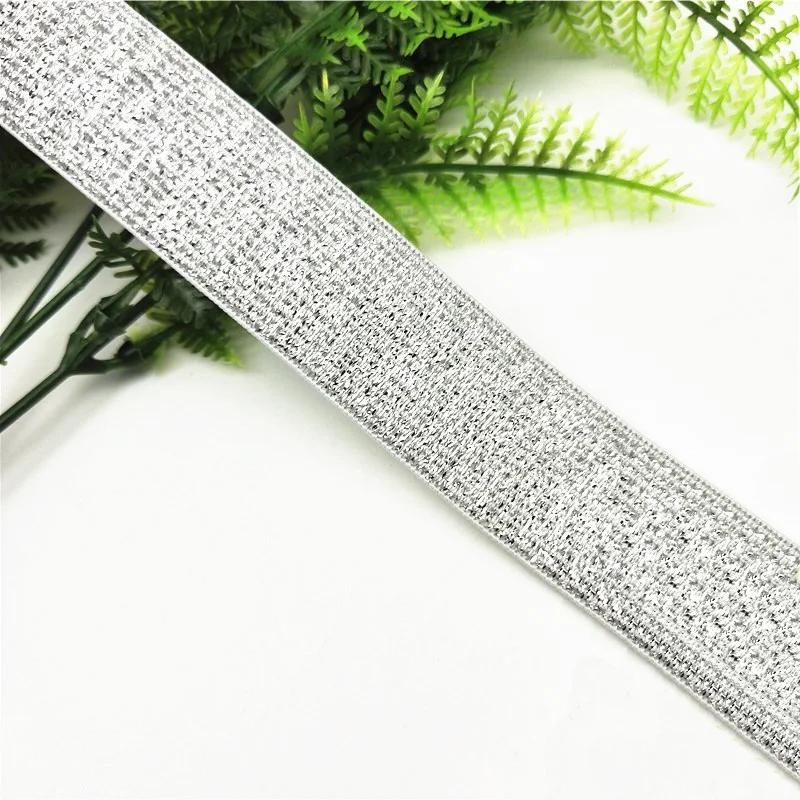 Glitter Gold Silver Elastic Bands 25mm 40mm Nylon Pants Lace Trim Waist Band for DIY Sewing Garment Trousers Accessories 1meter