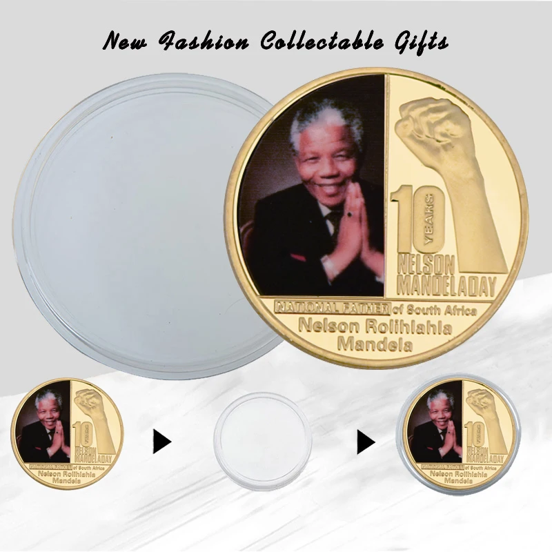 نيلسون Rolihlahla مانديلا الذهب المقتنيات العملات المعدنية مع صندوق رئيس أفريقيا الشهير التحدي عملة