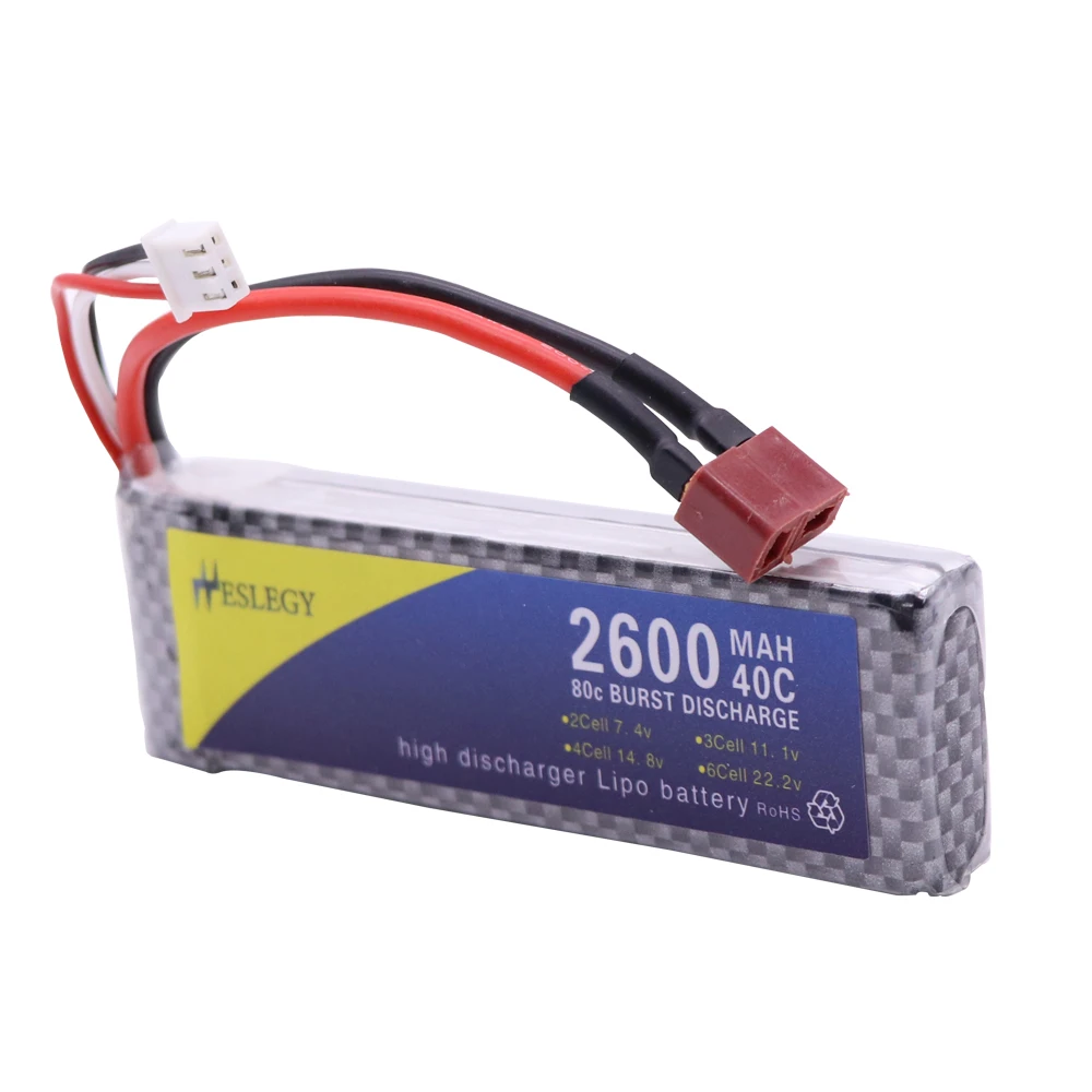 7.4V 2600mAh Lipo Battery T Plug for WLtoys 1/14 144001 Remote Control Cars trucks helicopter toys accessories 7.4V toys battery