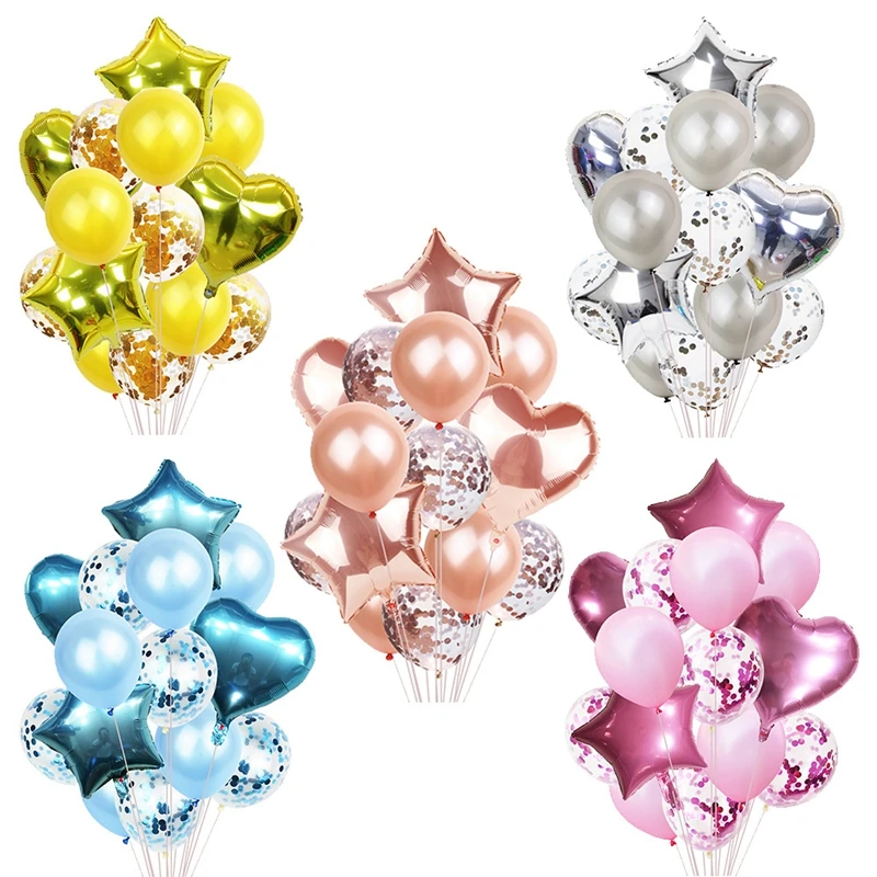 14Pcs Multi Confetti Balloon Happy Birthday Party Balloons Rose Gold Helium Ballons Boy Girl Baby Shower Party Supplies image 2