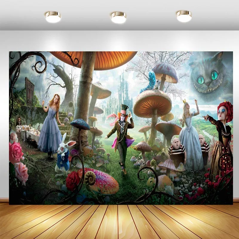 Alice In Wonderland Photography Backdrop Dream Forest Princess Girls Happy Birthday Party Photo Background Banner Decor Supplies