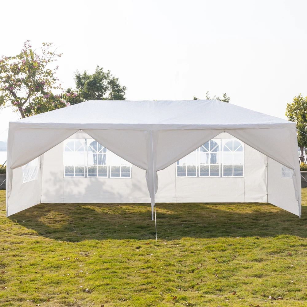 3x6m Four Windows Two Doors Waterproof Tent with Spiral Tubes Outdoor Windproof Gazebo Home Party Picnic Canopy