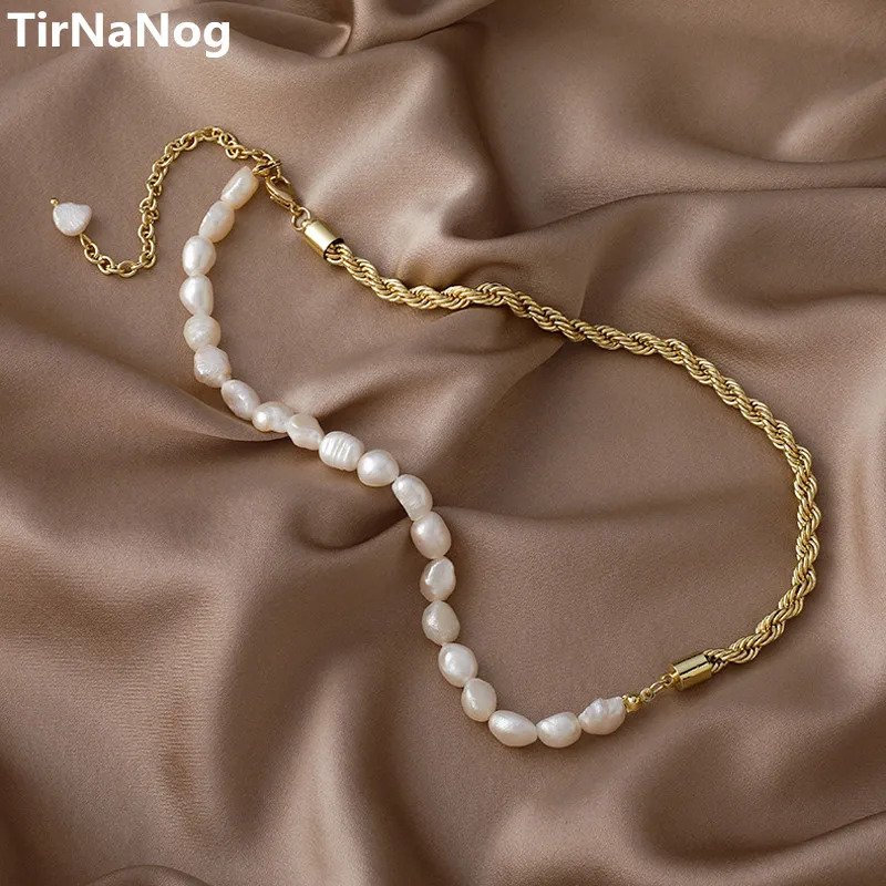 

South Korea's Contracted Style Restoring Ancient Ways Baroque Natural Freshwater Pearl Collar Bone Chain Necklace