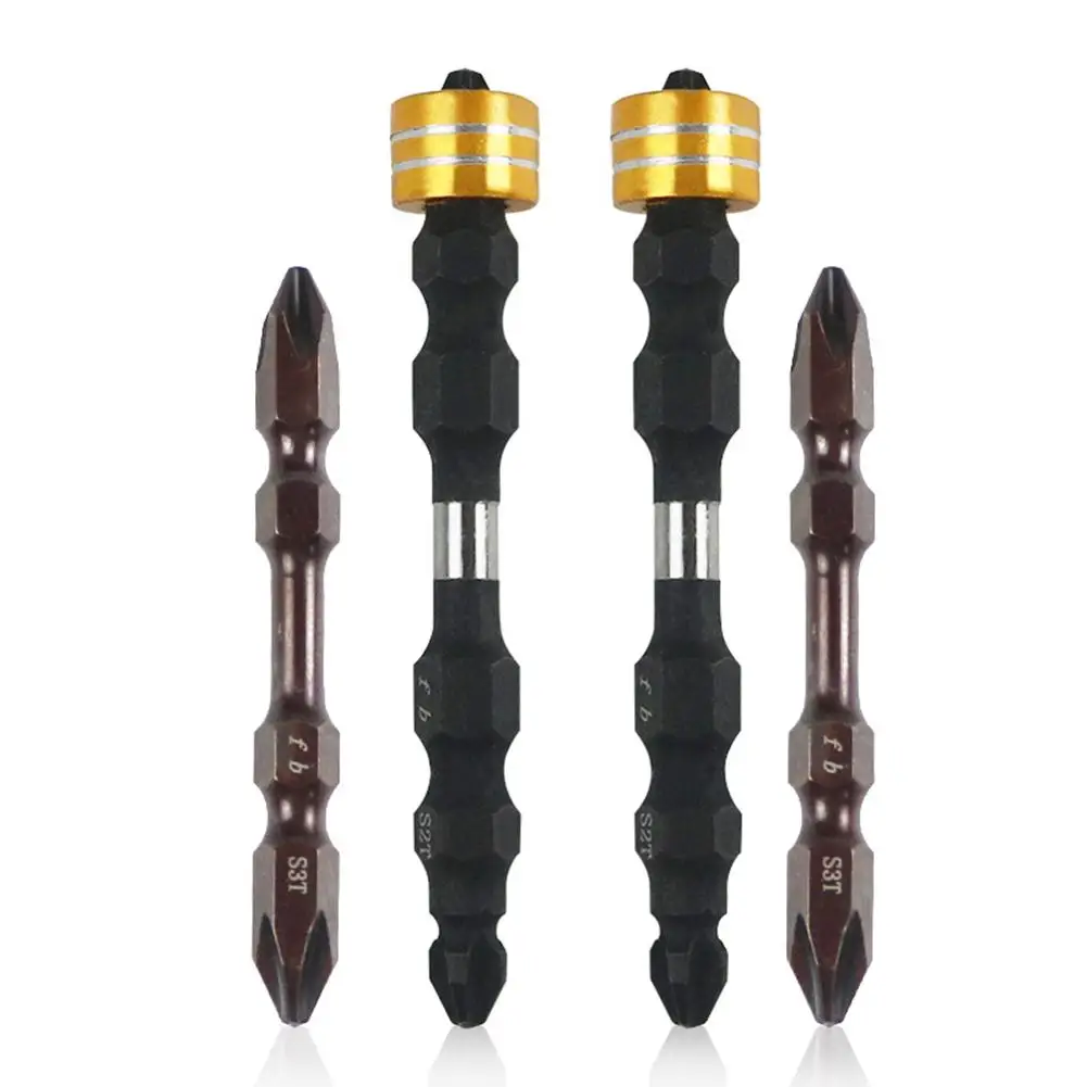 10PCS 1/4 Inch Hexagonal Shank with Magnetic Coil Screwdriver Bit Set Double-end Screwdriver Head Anti-slip