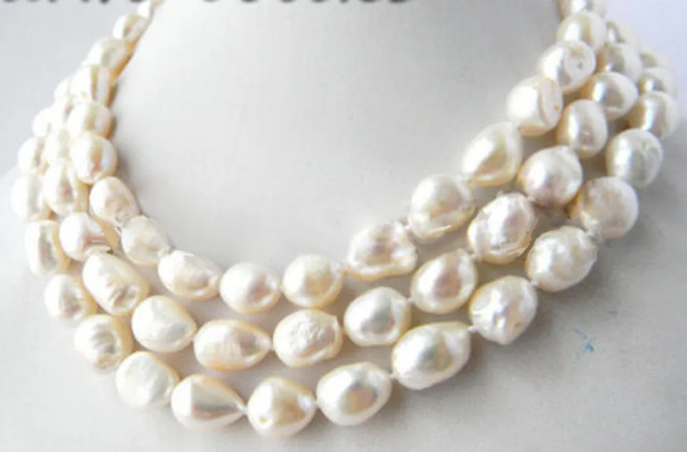 

50''10-12 mm White Baroque Freshwater Pearl Necklaces