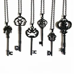 Key Necklace - Black Copper Antique Vintage Key Necklace - Key Necklace