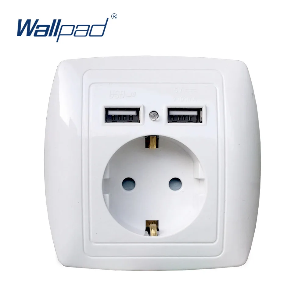 Dual USB Port Wall Charger Adapter Charging 2A Wall Charger Adapter EU Plug Socket Power Outlet White