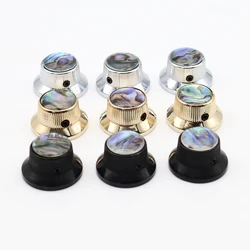 3Pcs Abalone Top Guitar Bass Knobs Strat Metal Knobs for 6mm Shaft Pots 3 colors