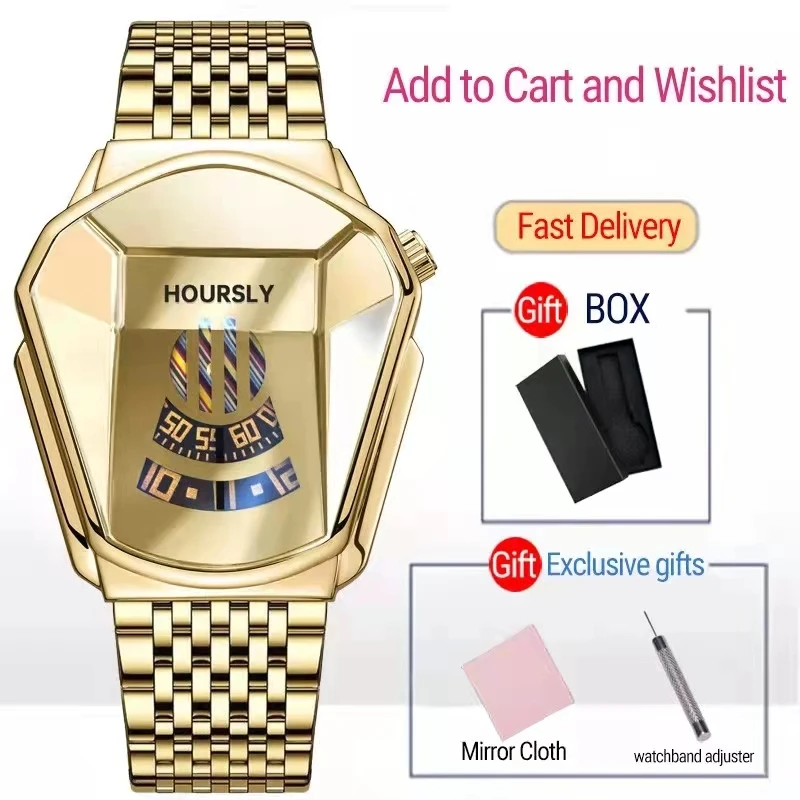 Luxury HOURSLY Brand Trend Cool Men's Wrist Watch Stainless Steel Technology Fashion Quartz Watch For Men Relogio Masculino 2023