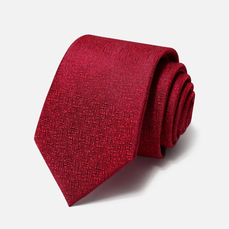 

High Quality 2024 Designer New Fashion Wine Red Fine plaid 8cm Ties for Men’s Zipper Necktie Business Formal Suit with Gift