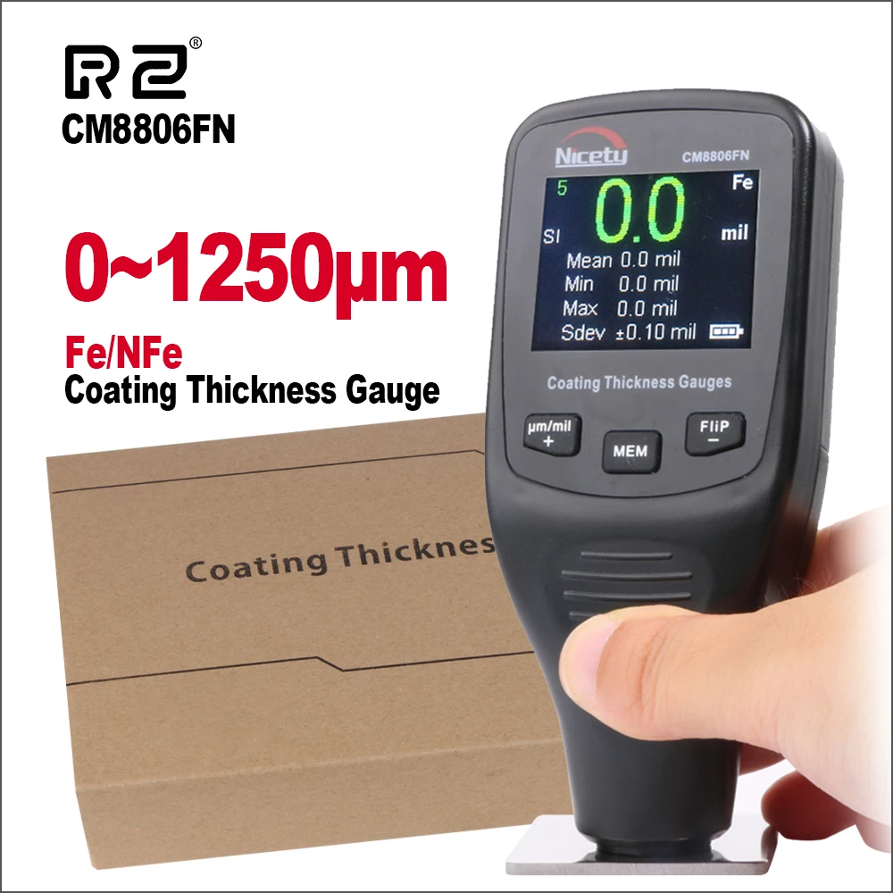 RZ Thickness Gauges Paint Coating Thickness Gauge Car Film Digital Thickness Gauge Tester Backlight Thickness Gauge Meter