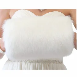 Faux Fur Winter Hand Muff Ivory White Color Cheap Warm Bridal Hand warmers Wedding Gloves High Quality