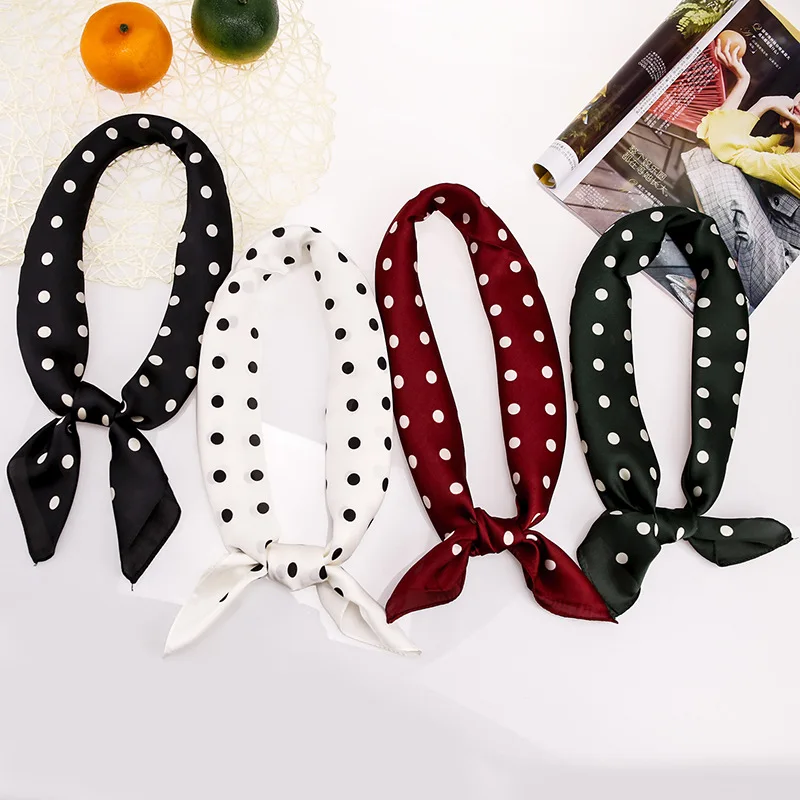 Yishine 2021 70x70cm Dots Print Square Scarf Women Bandana Hairband Lady Head Wraps Female Shawl  Neckerchief