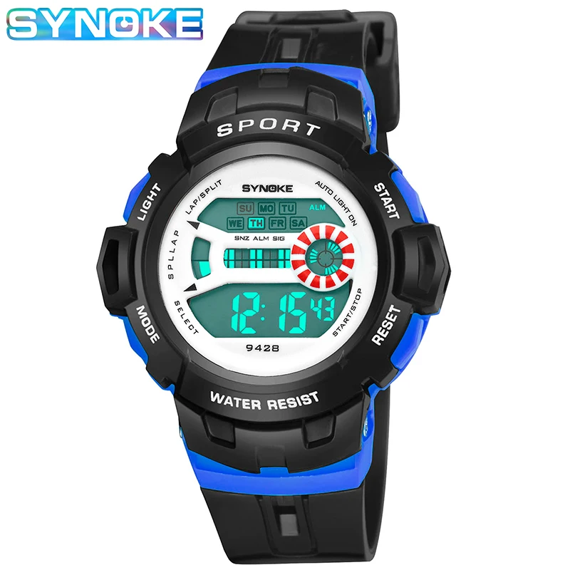 SYNOKE 9428 Watches Children Watch Digital Wristwatch Kids Boys Girs Students Clock Waterproof Sport Gift Relojes Army Green