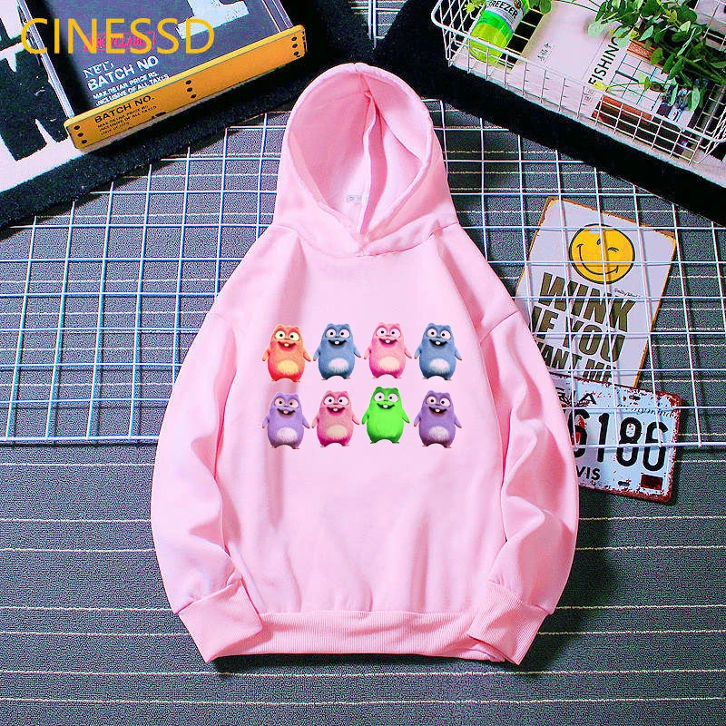 Cartoon Grizzly And The Lemmings Sweatshirts And Hoodie For Boy Girls Pink Pullover Cap Fleece Plus Velvet Clothes Tops 3-13Y