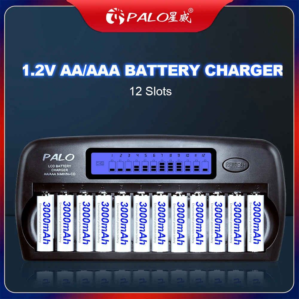 

PALO 4-48 slots AA AAA battery charger smart fast chargers for 1.2V AA AAA 2A/3A ni-mh ni mh rechargeable batteries