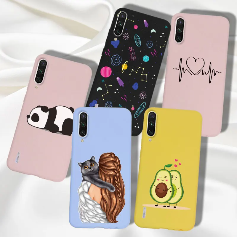 For Xiaomi Mi A3 CC9E Case Cover Silicone Soft For Xiomi Mi A 3 MiA3 Case Matte TPU Candy Bumper Love Heart Avocado Cat