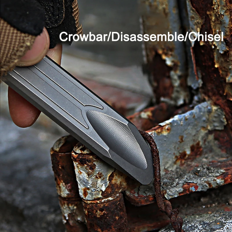 Mini Titanium Alloy Self-defense Crowbar Flame Pattern Portable Multifunctional EDC Tool Outdoor Self-defense Crowbar