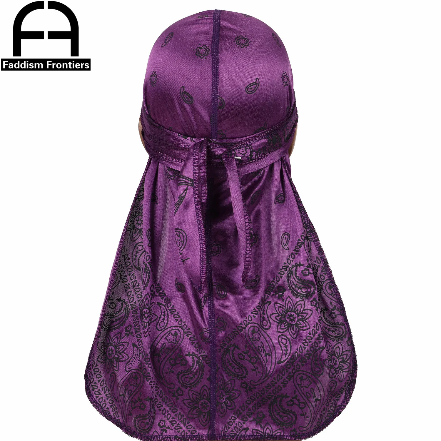 Premium Herren Seide Durag Paisley Design Druck Seidige Durags Lange Träger Kopfbedeckung Kopftuch Wellenkappe Headwrap Durags – Detail 9