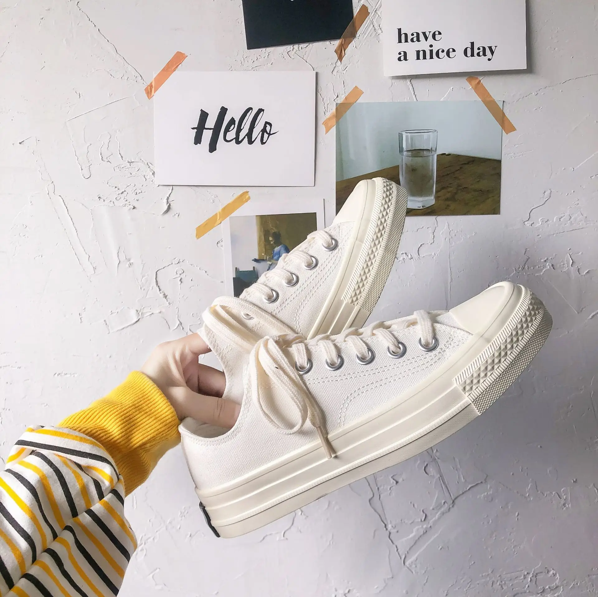 All White Canvas Shoes Female Summer New Student Korean Version Of Ulzzang Harajuku Breathable Comfortable Shoes Tide