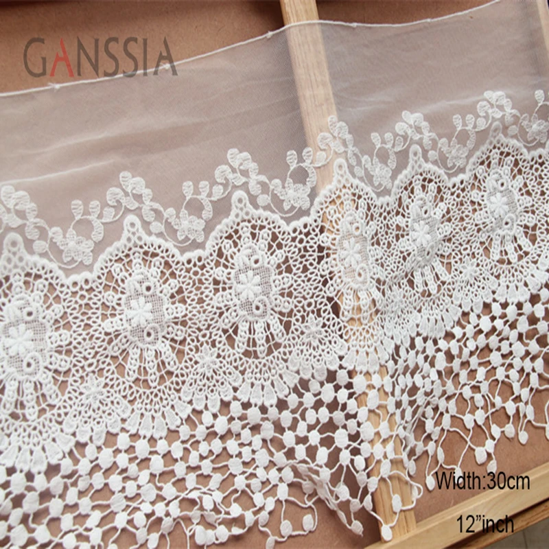 1 Yard Width:30cm Glamorous Hollow Embroidery Laces Net Yarn Trimming Lace for Garment Sewing Accessories(SS-2480)