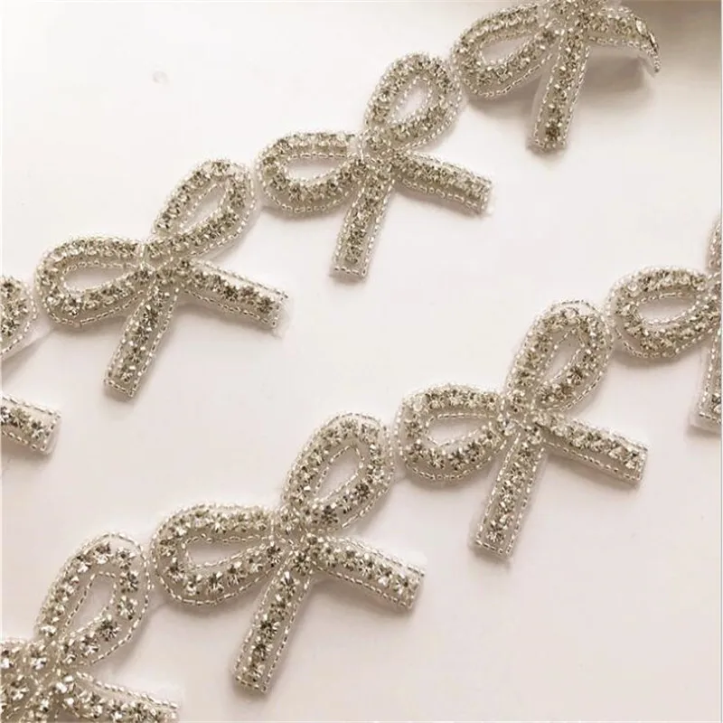 1 yard rhinestone di hotfix perline arco trim abito da sposa cinturino decorazione