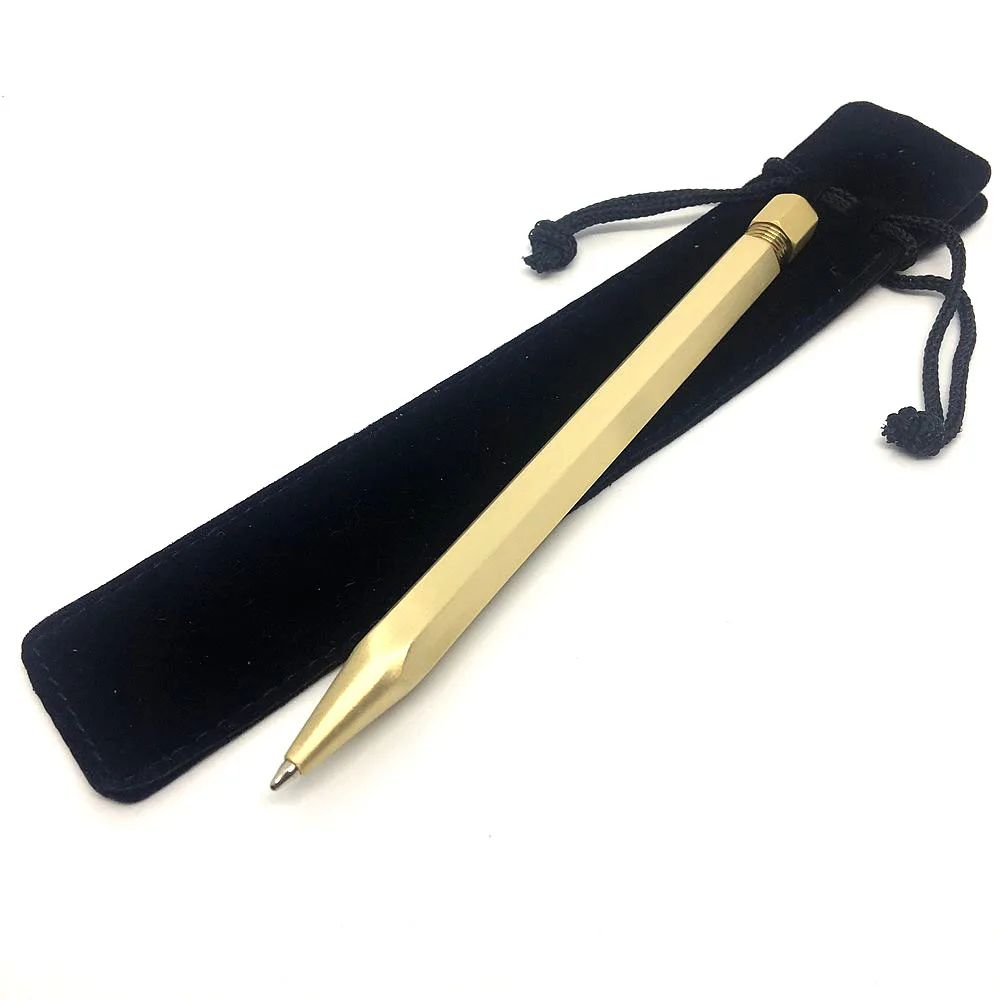 

Outdoors Writing Tools EDC Brass Personalized Handmade Six Prismatic Twist Retractable Ballpoint Pocket Signature Gift Pen