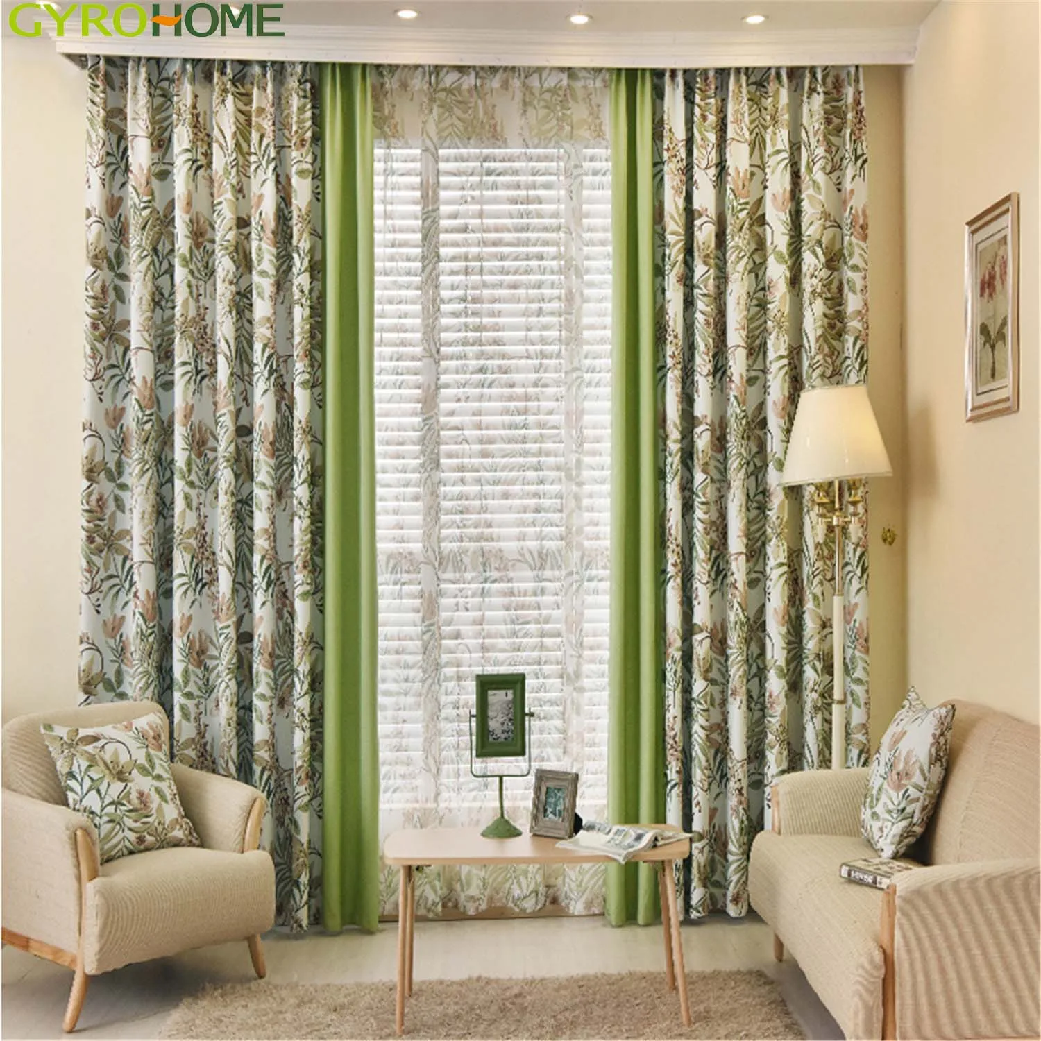 European style Floral Printing blackout Curtains for Living Room Bedroom Kitchen Printed Flower Window Drapes